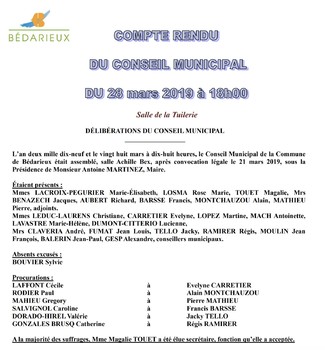 Conseil Municipal du 28.03.2019